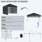 Outsunny 3 x 3 (M) Pop Up Gazebo Event Shelter, Height Adjustable Party Tent with 3 Sidewalls, Weight Bags and Wheeled Bag - anydaydirect