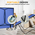 SPORTNOW 9FT Folding Tennis Table, with 8 Wheels, for Indoor Use, Blue - anydaydirect
