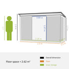 Outsunny 7.6 x 4.3ft Garden Storage Shed w/ Sliding Door Ventilation Window Sloped Roof Gardening Tool Storage Dark Grey - anydaydirect