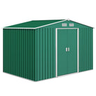 Outsunny Lockable Garden Shed Large Patio Tool Metal Storage Building Foundation Sheds Box Outdoor Furniture (9 x 6 FT, Green) - anydaydirect