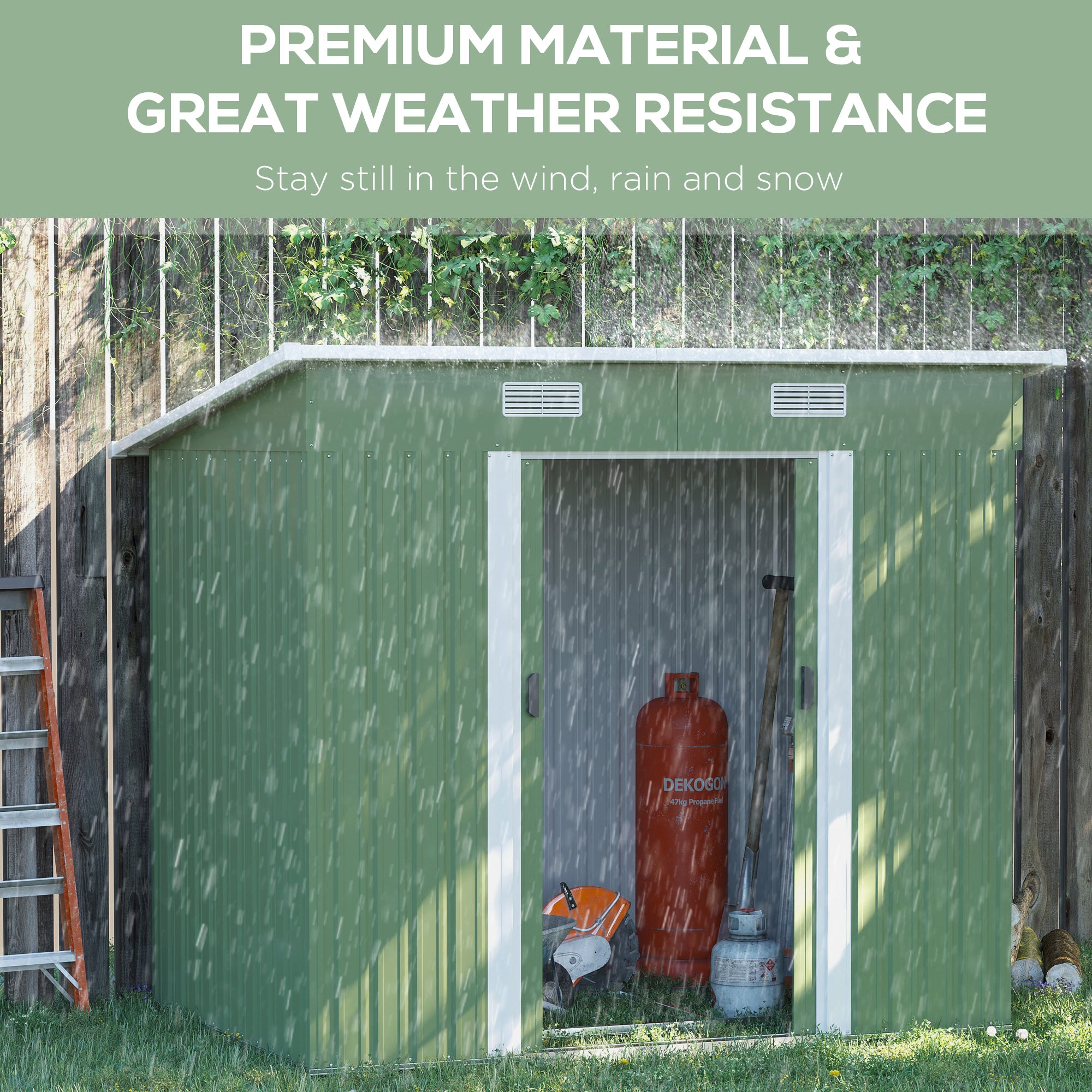 Outsunny 6.8 x 4.3ft Outdoor Garden Storage Shed, Tool Storage Box for Backyard, Patio and Lawn, Light Green - anydaydirect