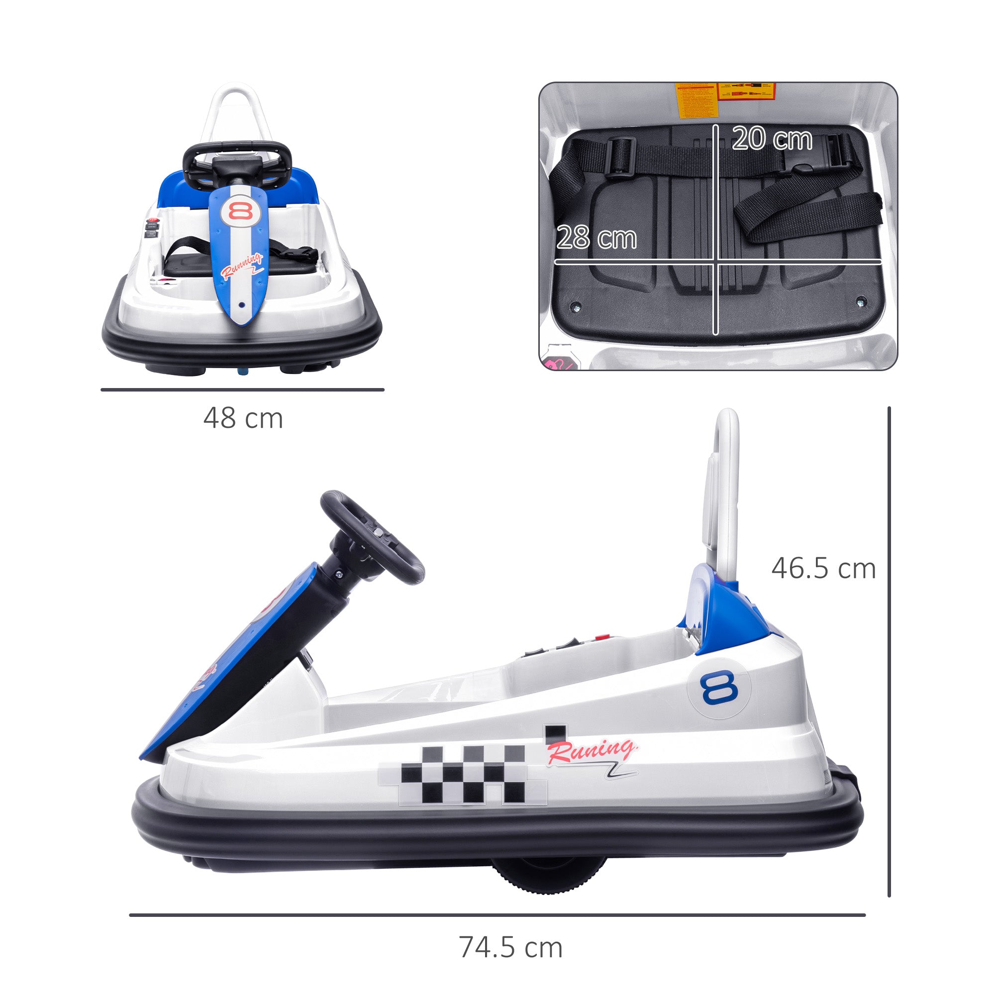HOMCOM Electric Kids Bumper Car, 6V 360-Degree Rotation Waltzer Car, Battery Powered Ride on Car w/ Music, Horn, Lights for 18-48 Months - anydaydirect