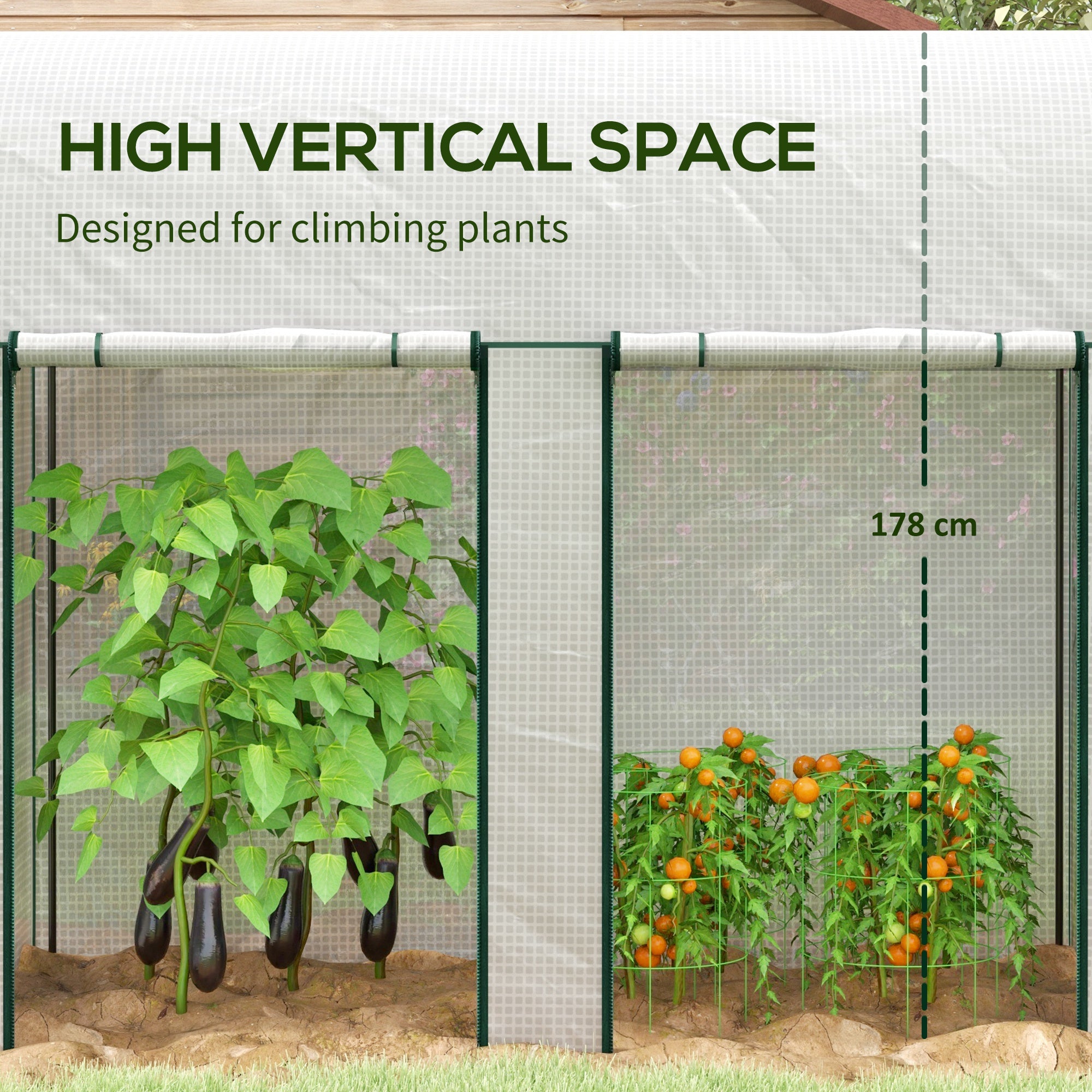 Outsunny 200 x 100cm Walk-In Greenhouse, with Zipped Doors - White - anydaydirect