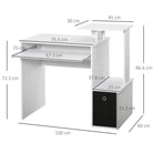 HOMCOM Computer Desk with Sliding Keyboard Tray Storage Drawer Shelf Home Office Workstation White - anydaydirect