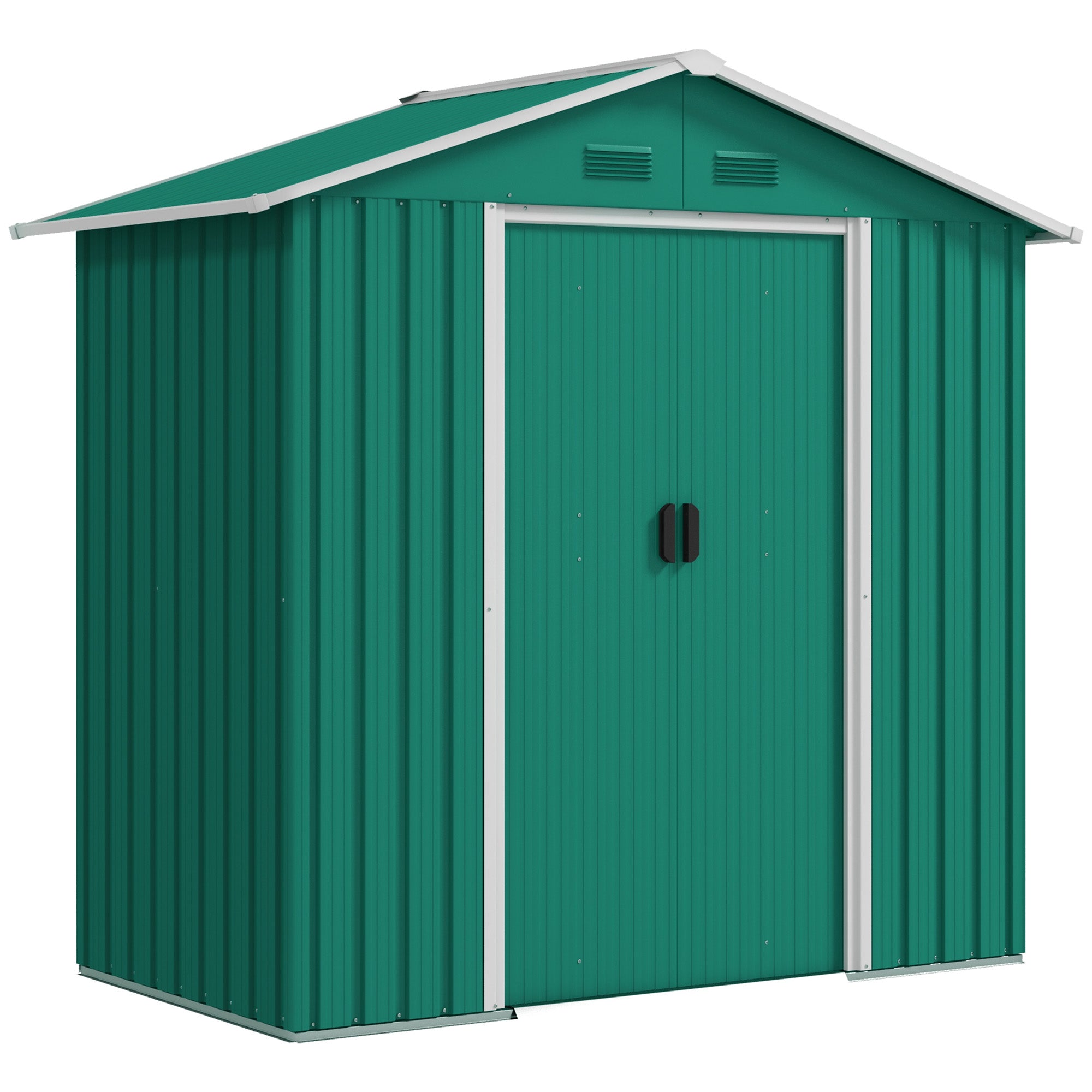 Outsunny 6.5ft x 3.5ft Metal Garden Storage Shed for Outdoor Tool Storage with Double Sliding Doors and 4 Vents, Grey - anydaydirect