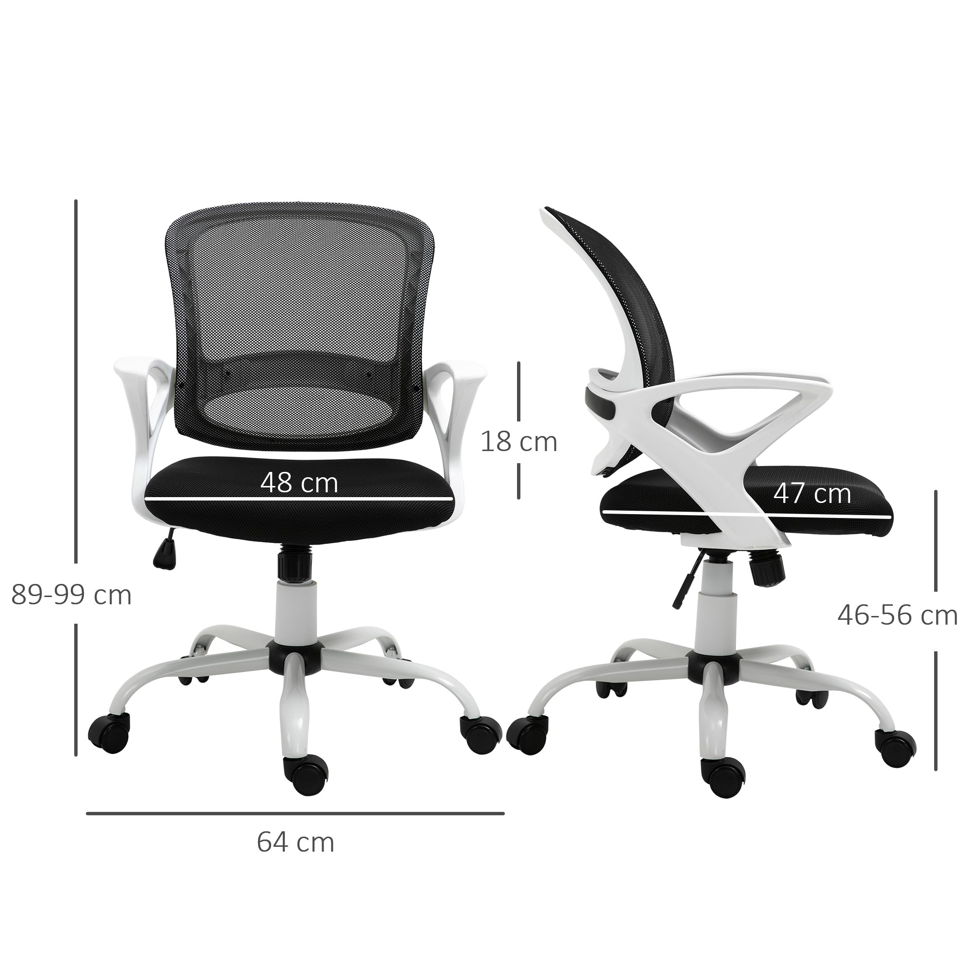 Vinsetto Office Chair Mesh Swivel Desk Chair with Lumbar Back Support Adjustable Height Armrests Black - anydaydirect