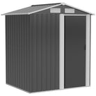 Outsunny 5ft x 4ft Garden Metal Storage Shed, Tool Storage Shed with Sliding Door, Sloped Roof and Floor Foundation for Garden, Backyard, Patio, Grey - anydaydirect