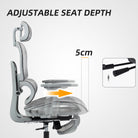HOMCOM Multi-Adjustable Mesh Office Chair - Grey - anydaydirect