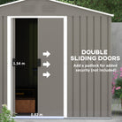 Outsunny 8 x 6ft Outdoor Garden Storage Shed, Metal Tool House with Ventilation and Sliding Doors, Light Grey - anydaydirect