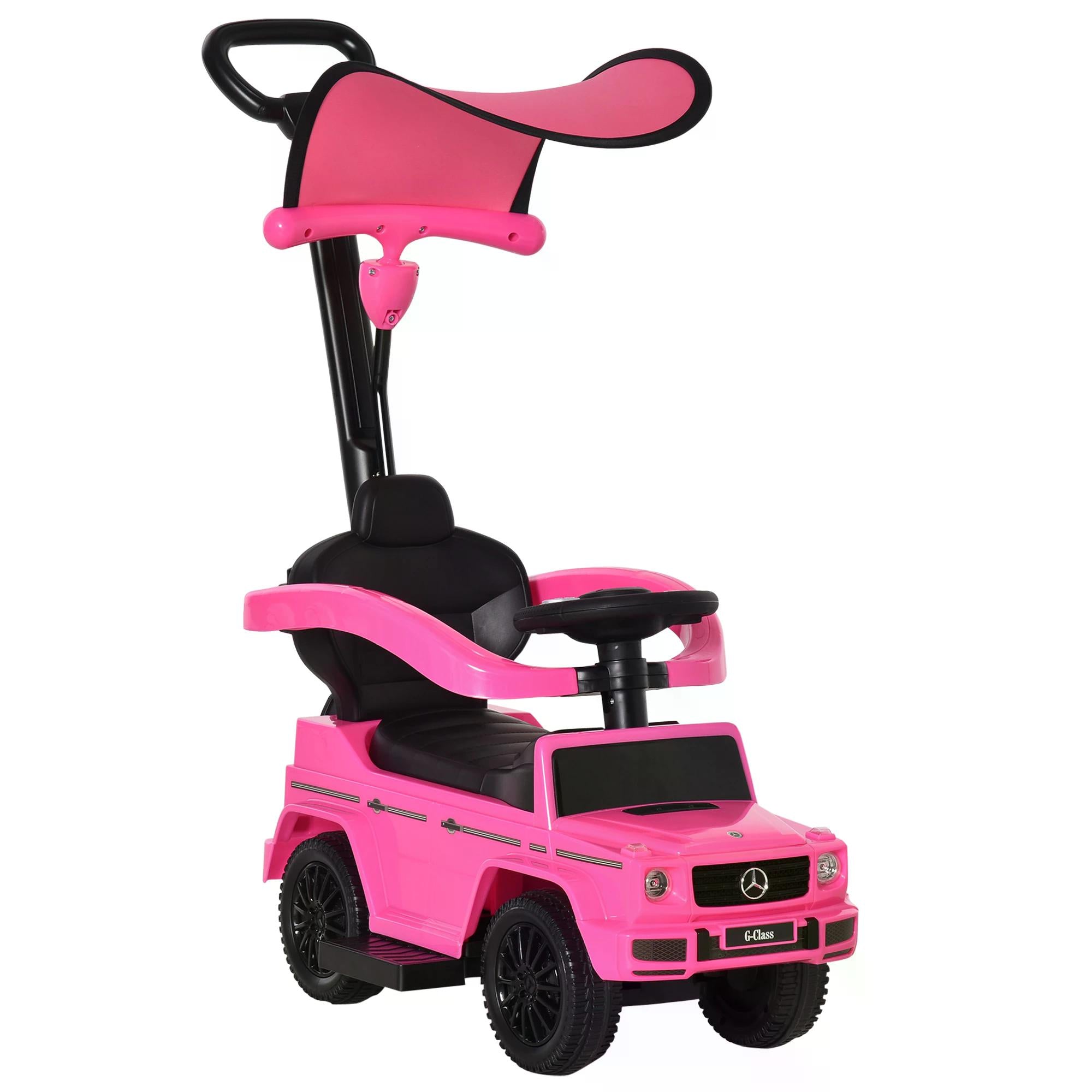 HOMCOM Mercedes-Benz G350 Push Car: Toddler Foot-to-Floor Slider with Steering Wheel, Pink - anydaydirect