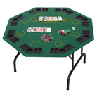 HOMCOM 8 Player Folding Games Poker Table with Chip Cup Holder Steel Base Felt Top Octagon Blackjack Green - anydaydirect