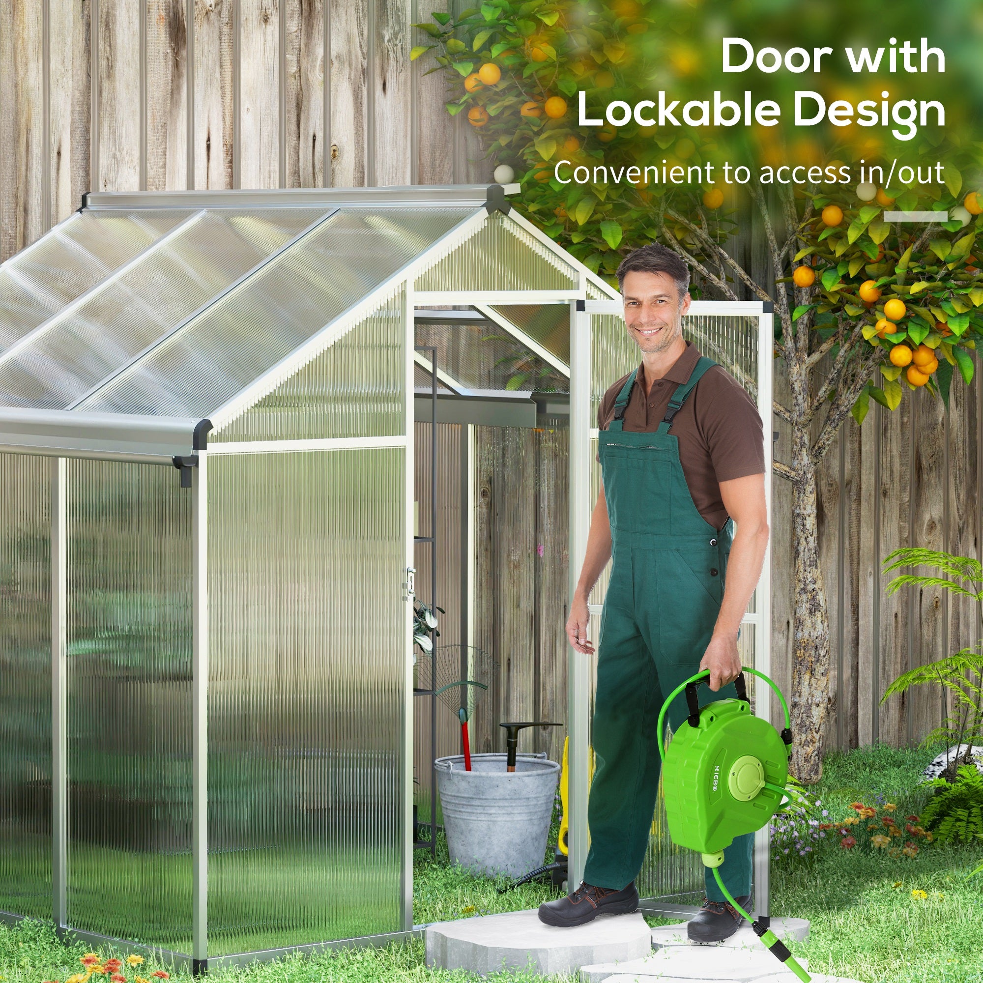Outsunny 6 x 6ft Aluminium Frame Greenhouse, with Foundation - anydaydirect