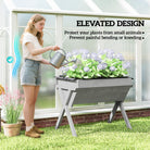 Outsunny Wooden Raised Garden Bed with Bed Liner, Elevated Planter Box with Legs, Light Grey - anydaydirect
