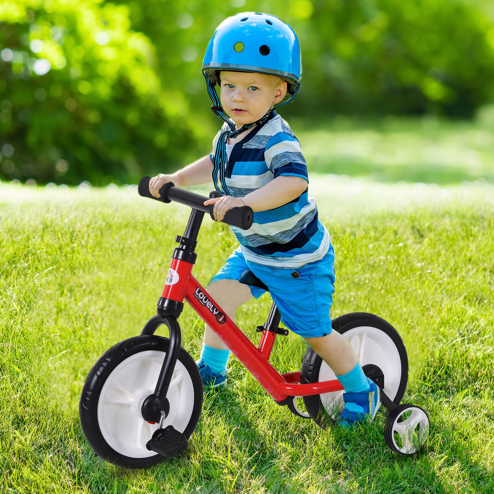 HOMCOM Toddler Balance Bike: Durable PP Frame with Removable Stabilisers, Vibrant Red - anydaydirect