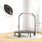 HOMCOM 45" Foldable Mini Fitness Trampoline, with Adjustable Foam Handle, Pink - anydaydirect