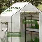 Outsunny Greenhouse Cover Replacement Walk-in PE Hot House Cover with Roll-up Door and Windows, 140 x 73 x 190cm, White - anydaydirect