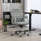 Vinsetto Office Chair Ergonomic 360° Swivel PU Diamante Padded Base 5 Castor Wheels for Home Work Grey - anydaydirect