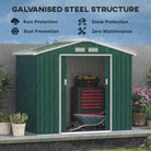 Outsunny 7ft x 4ft Lockable Garden Shed Large Patio Roofed Tool Metal Storage Building Foundation Sheds Box Outdoor Furniture, Green - anydaydirect