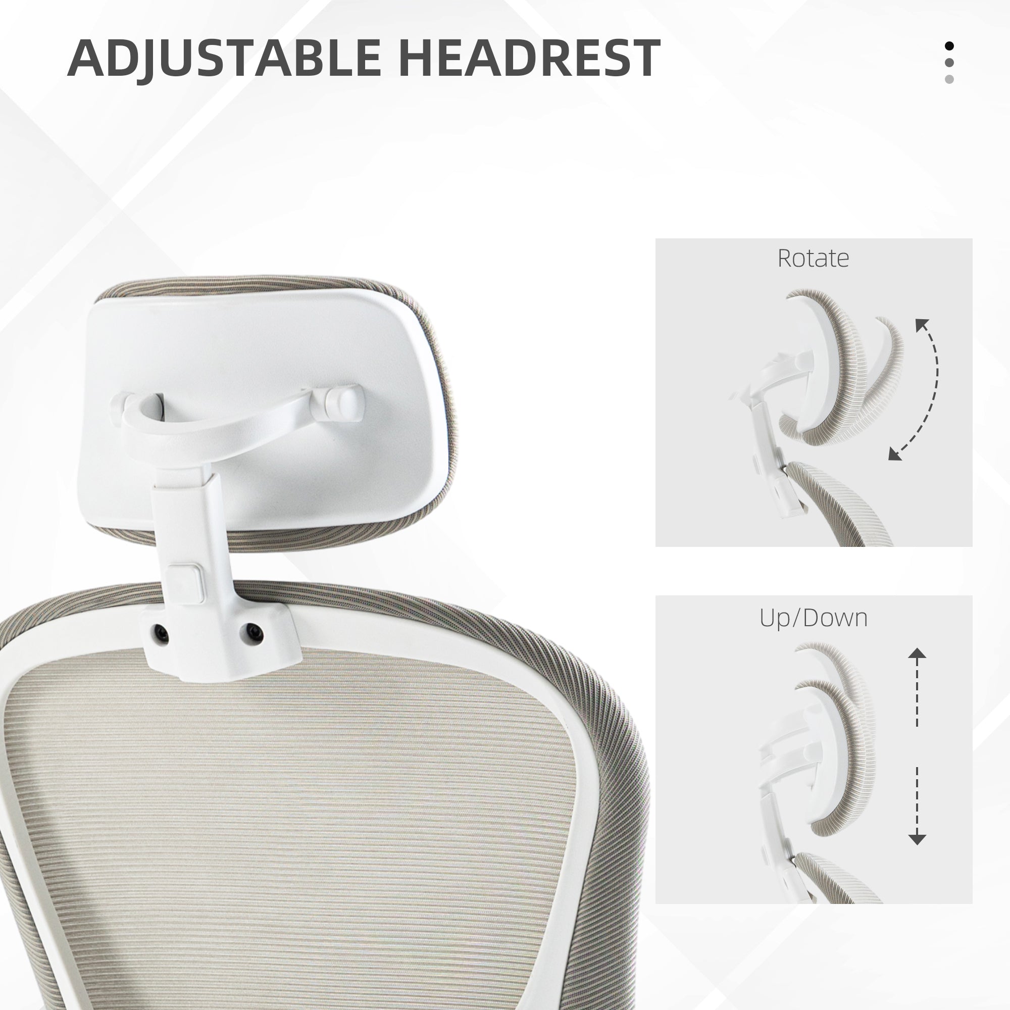 Vinsetto Multi-Adjustable Office Chair, with Lumbar Support, Headrest and Mesh Back - Grey - anydaydirect