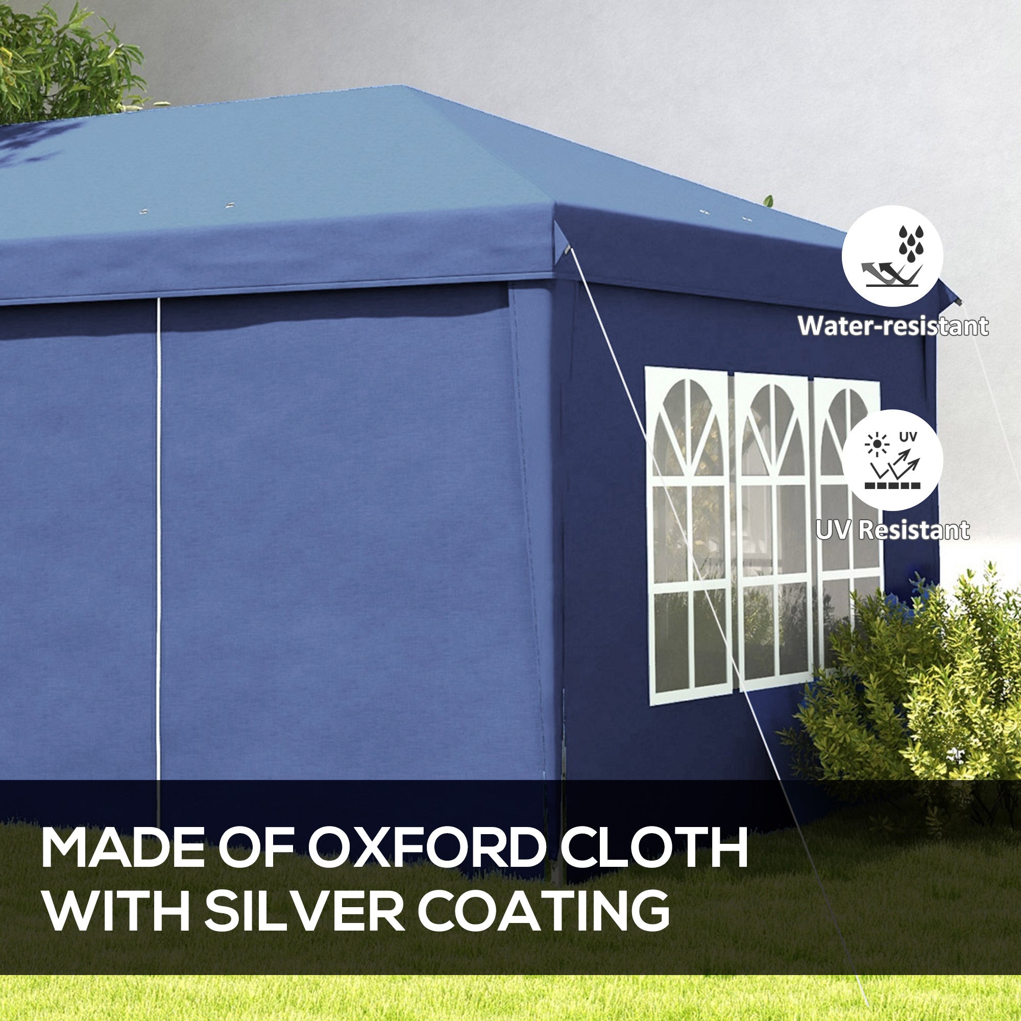 Outsunny 3 x 6m Pop-Up Gazebo, with Curtain Walls and Windows - Blue - anydaydirect