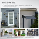 Outsunny Door Canopy Awning Outdoor Window Rain Shelter Cover for Front/Back Door Porch Black 100 x 75cm - anydaydirect