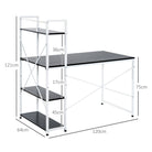 HOMCOM Computer Desk with Storage Shelves on Left or Right, Industrial Reversible Writing Desk for Home Office, Study, Easy Assembly, 120 x 64 x 121cm, Black and White - anydaydirect