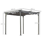 Outsunny 3 x 3(m) Metal Pergola with Retractable Roof, Garden Gazebo Metal Pergola Canopy. Outdoor Sun Shade Shelter for Party BBQ, Grey - anydaydirect