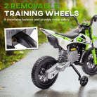 AIYAPLAY 12V Kids Electric Motorbike, Kids Electric Ride on Motorcycle w/ Twist Grip Throttle, Training Wheels - Green - anydaydirect