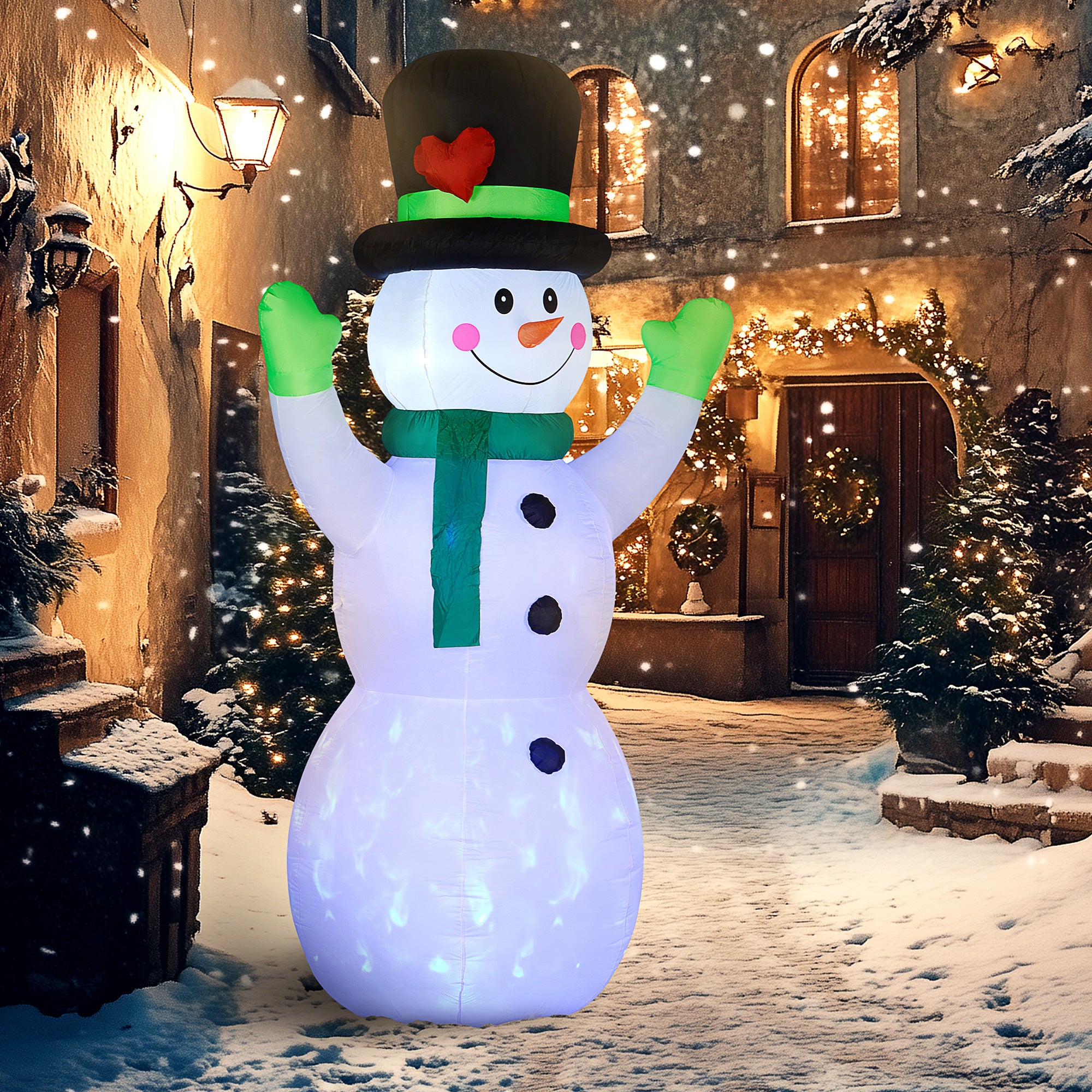 Outsunny 10ft Inflatable Snowman Christmas Decoration, with Accessories - anydaydirect