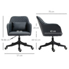 Vinsetto Velvet Office Chair, Desk Chair, Makeup Vanity Chair with Massage Lumbar Pillow and Rolling Wheels for Bedroom and Home, Deep Blue - anydaydirect