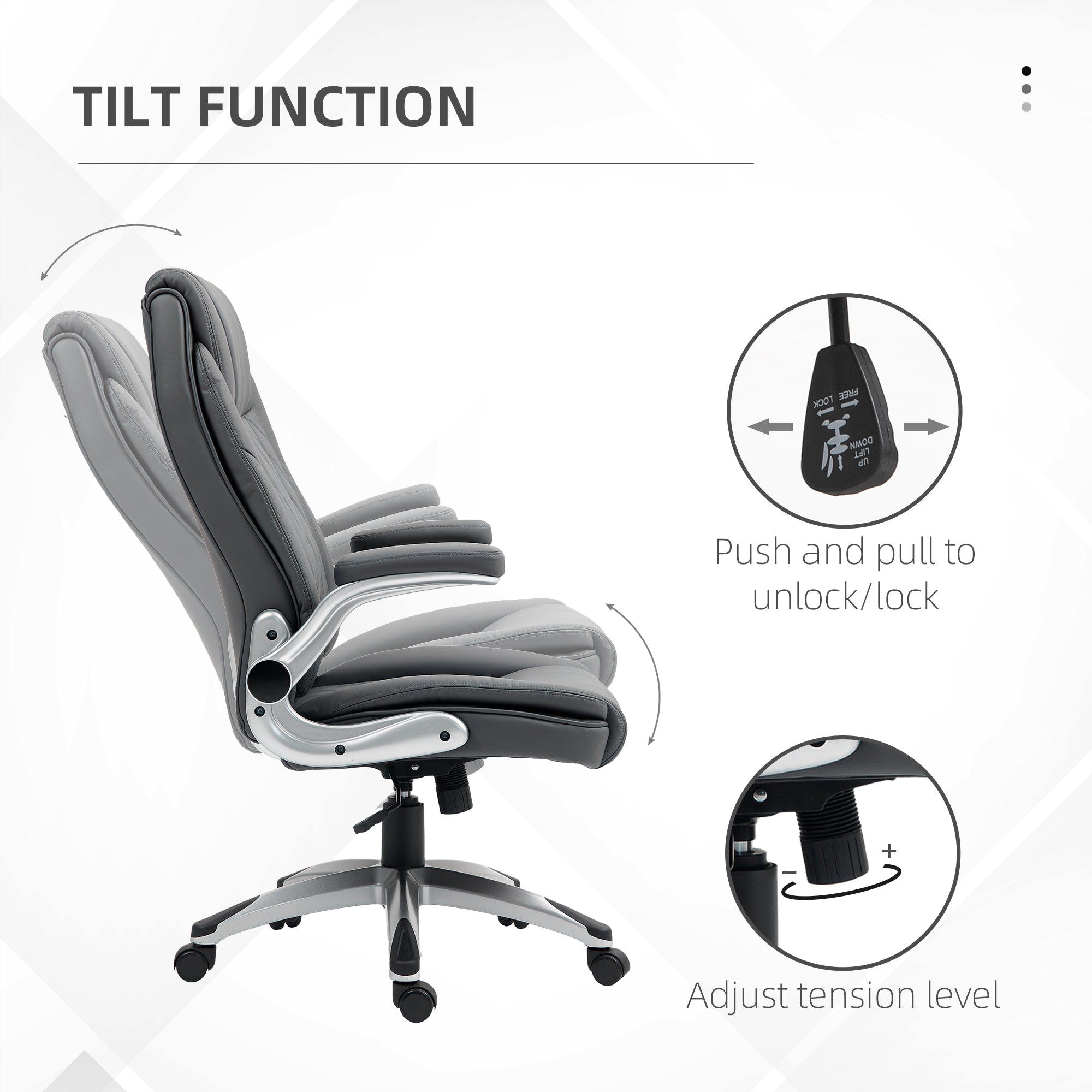 Vinsetto Faux Leather Executive Swivel Office Chair - Dark Grey - anydaydirect