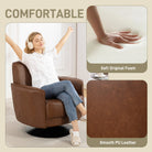 HOMCOM Upholstered Swivel Accent Chair with Thick Padding, Brown - anydaydirect