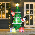 HOMCOM 7ft Tall Christmas Inflatable Tree LED Lighted with Santa Claus Snowman and Gift Box for Home Indoor Outdoor Garden Lawn Decoration Party Prop - anydaydirect