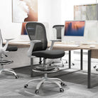 HOMCOM Draughtsman Chair, Mesh Drafting Chair, Ergonomic Office Chair with Flip-up Armrest, Adjustable Foot Ring, Black White - anydaydirect