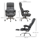 Vinsetto High Back Vibration Massage Office Chair, Heated Reclining PU Leather Computer Chair with Footrest, Grey - anydaydirect