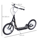 HOMCOM Teen Push Scooter Kids Children Stunt Scooter for 5+ Years with 16 Inches Wheels Adjustable Height Front Rear Dual Brakes, Black - anydaydirect