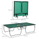 SPORTNOW 9FT Folding Tennis Table, with 8 Wheels, for Indoor Use, Green - anydaydirect