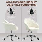 HOMCOM Teddy Fleece Swivel Office Chair - Cream - anydaydirect