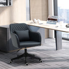 Vinsetto Velvet Office Chair, Desk Chair, Makeup Vanity Chair with Massage Lumbar Pillow and Rolling Wheels for Bedroom and Home, Deep Blue - anydaydirect