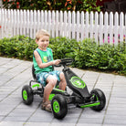HOMCOM Children Pedal Go Kart, Racing Go Cart w/ Adjustable Seat, Inflatable Tyres, Shock Absorb, Handbrake, for Kids Ages 5-12, Green - anydaydirect