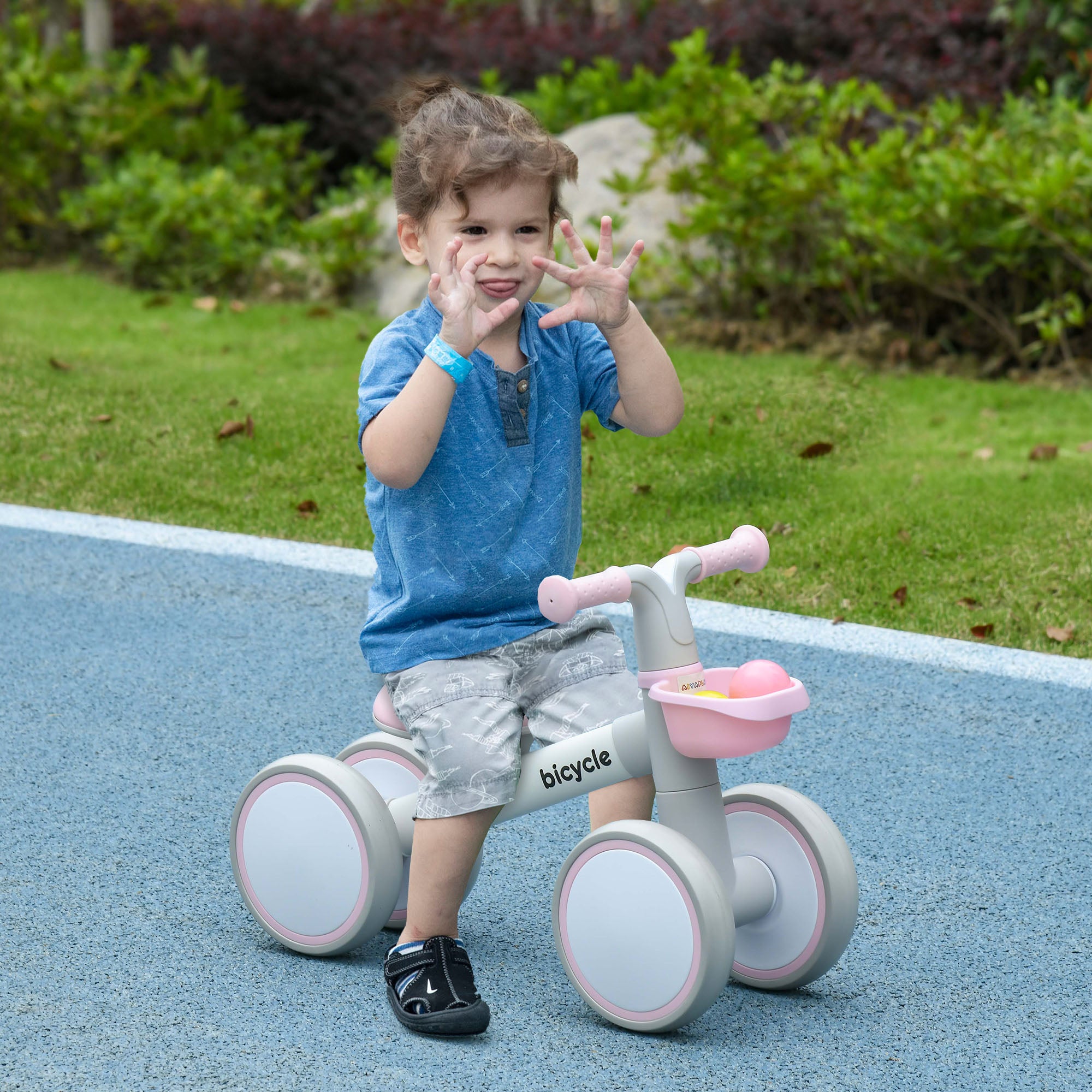 AIYAPLAY Kids Balance Bike for 1-3 Years Old with Adjustable Seat, Silent Wheels, Pink - anydaydirect