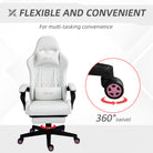 Vinsetto Computer Gaming Chair with Footrest, Video Gaming Chair for Adults with 130° Reclining Back, Desk Chair with Lumbar Support and Adjustable Height, White - anydaydirect