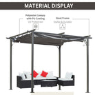 Outsunny 3 x 3(m) Metal Pergola with Retractable Roof, Garden Gazebo Metal Pergola Canopy. Outdoor Sun Shade Shelter for Party BBQ, Grey - anydaydirect