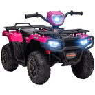 HOMCOM 12V Kids Quad Bike with Forward Reverse Functions, Ride On ATV with Music, LED Headlights, for Ages 3-5 Years - Pink - anydaydirect