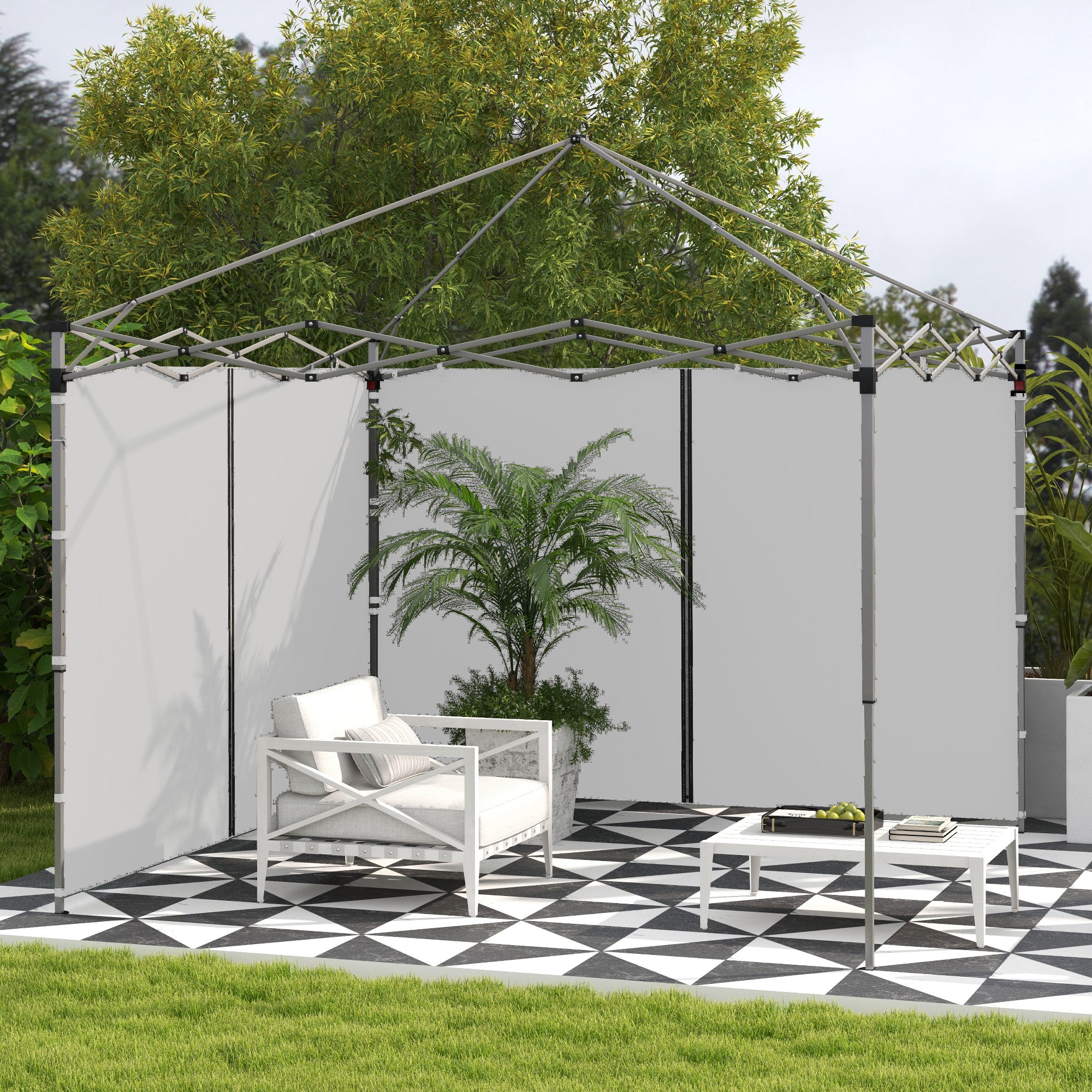 Outsunny Set of Two 3 x 3(m) Replacement Zipped Gazebo Walls - Grey - anydaydirect