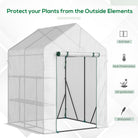 Outsunny Greenhouse for Outdoor, Portable Gardening Plant Grow House with 2 Tier Shelf, Roll-Up Zippered Door, PE Cover, 143 x 143 x 195cm, Green - anydaydirect