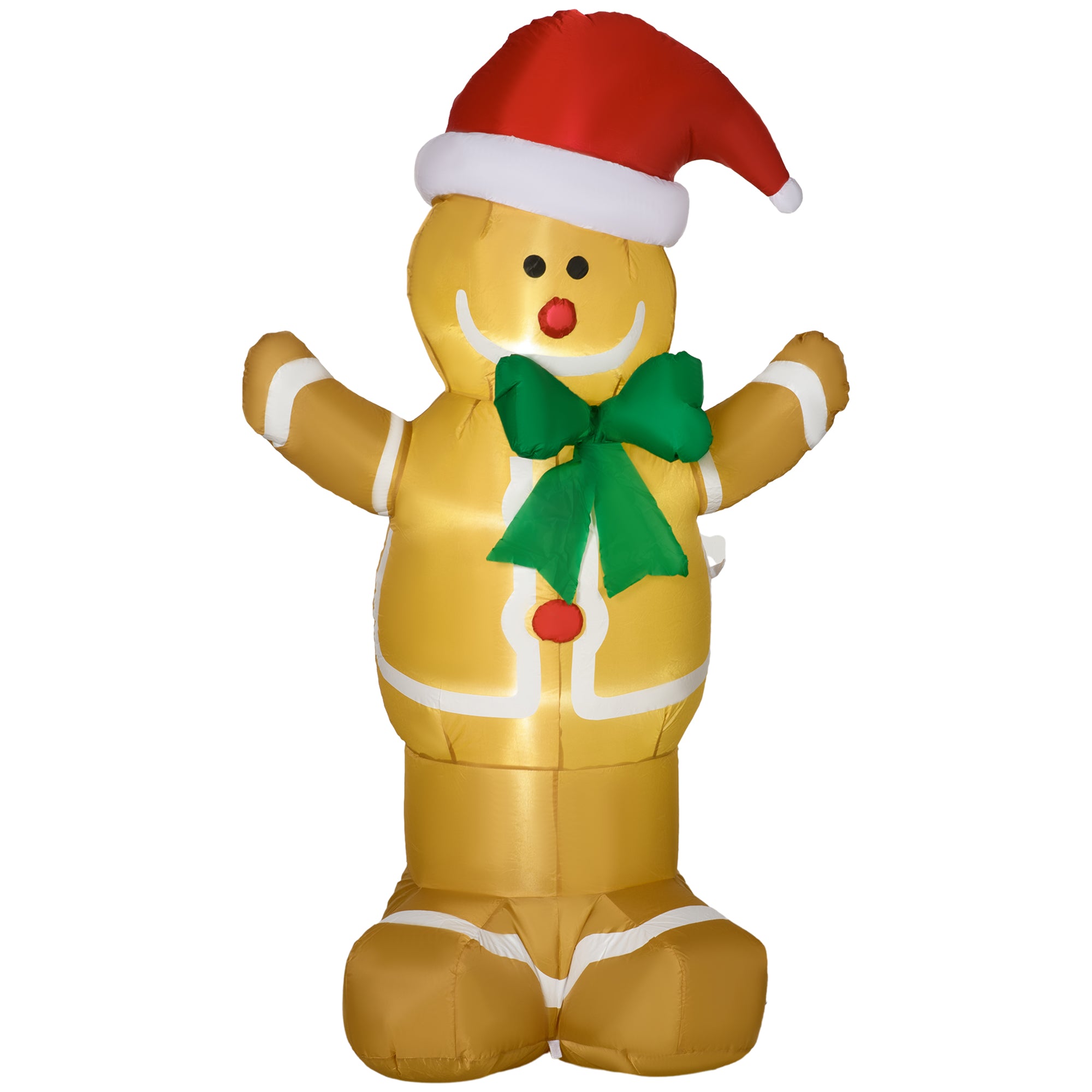 HOMCOM 183cm Christmas Inflatable Gingerbread Man Holiday Yard Lawn Decoration with LED Lights, Indoor Outdoor Blow Up Decor - anydaydirect
