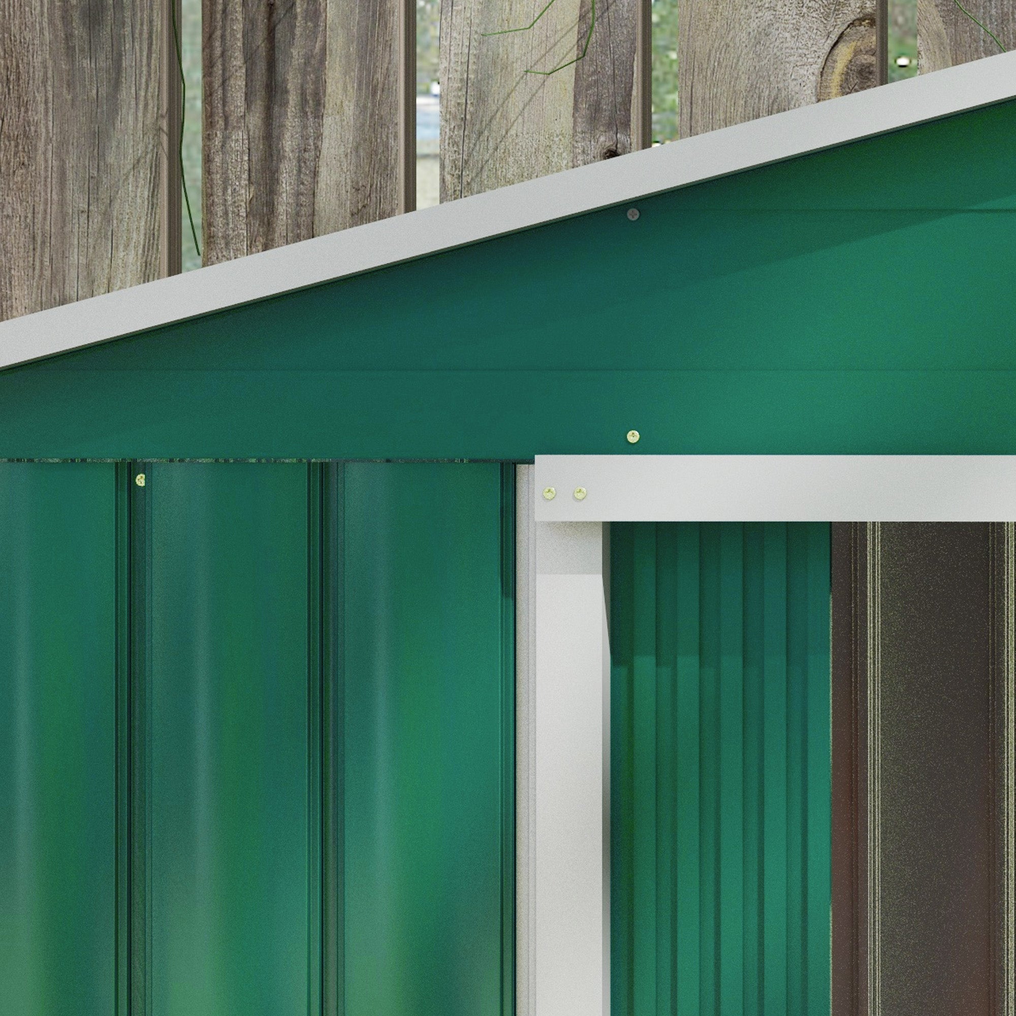 Outsunny 7ft x 4ft Lockable Garden Shed Large Patio Roofed Tool Metal Storage Building Foundation Sheds Box Outdoor Furniture, Green - anydaydirect