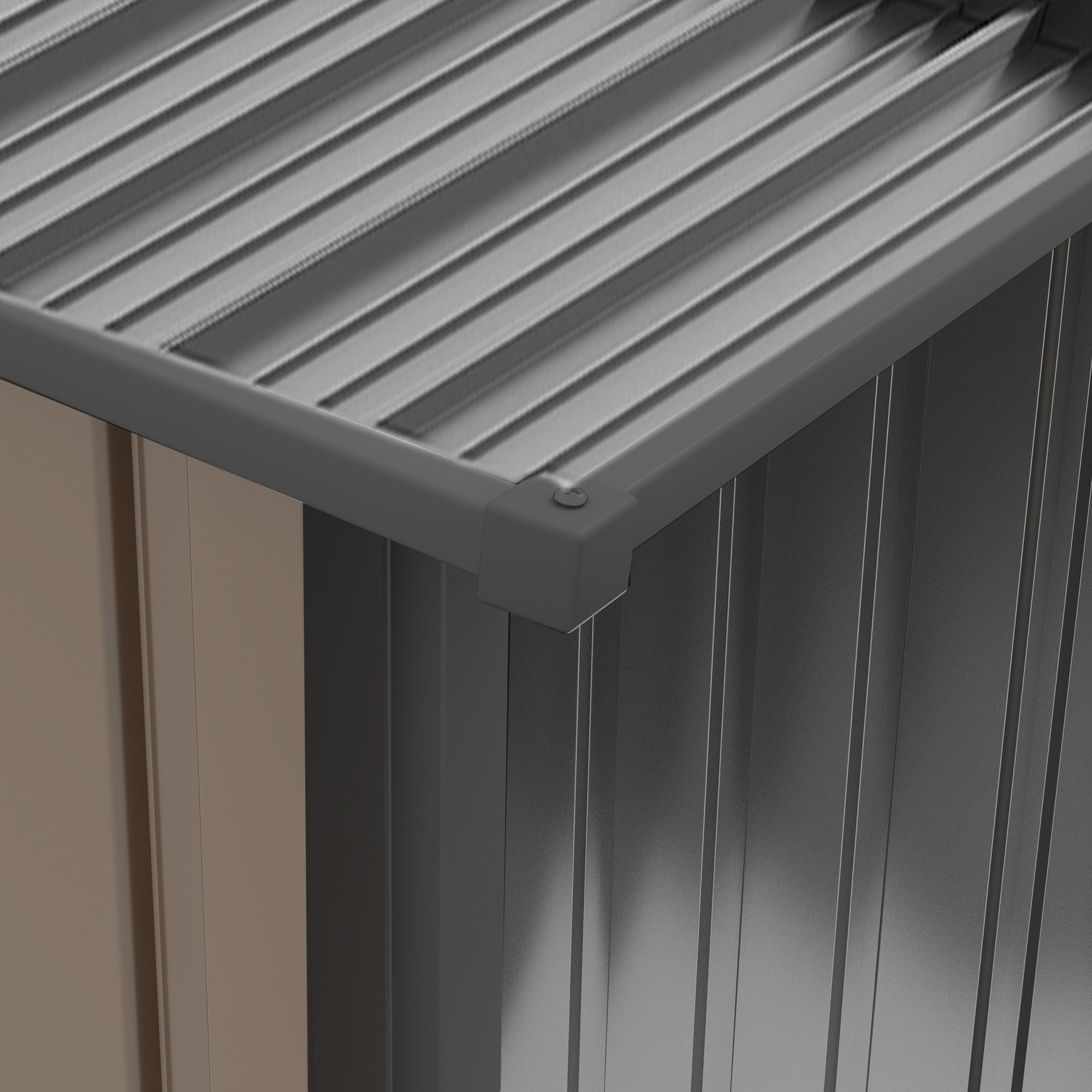 Outsunny 3.3ft x 3.4ft Lean to Garden Shed, Metal Outdoor Storage Shed w/ Single Lockable Door, Tool Storage Shed for Garden, Patio, Brown - anydaydirect