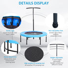 HOMCOM 40" Fitness Trampoline with Adjustable Handle, Rebounder Trampoline, Mini Jumper for Indoor Exercise Workout, Blue - anydaydirect